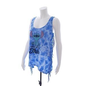Disney Junior's Medium ( 7-9 ) Blue Tie-Dye I Woke Up Like This Stitch Shirt